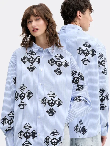 Риза Barrow със свободна кройка с класическа яка синьо