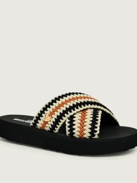Love Moschino Șlapi cu adaos de piele negru