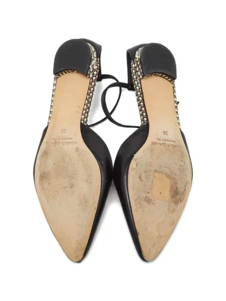 Sandale Manolo Blahnik din piele cu bretele negru