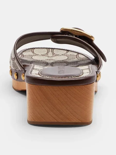 Кожаные шлепанцы Coach на низком каблуке
