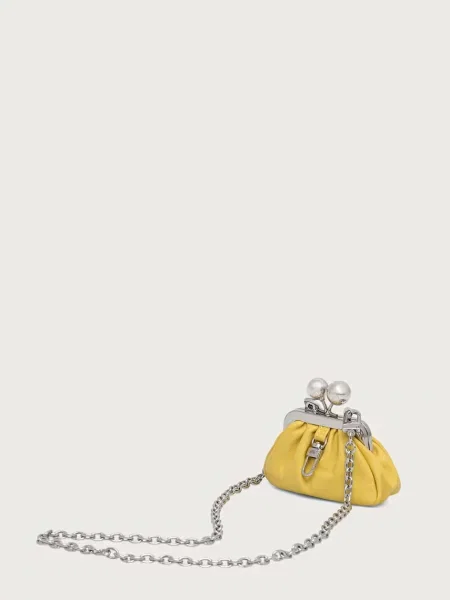 Weekend Max Mara чанта crossbody дамска от кожа DIOMEDE жълто
