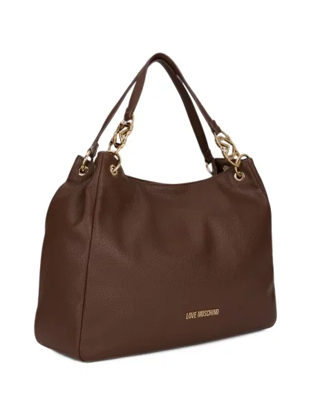 Шопинг чанта Love Moschino с автограф кафяво
