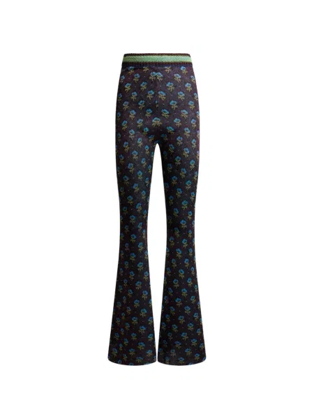 Pantaloni Etro cu model floral din jacard maro
