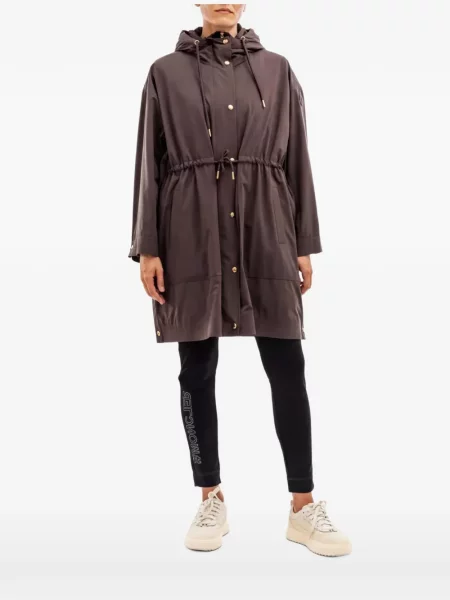 Palton Moncler cu glugă cu cordon maro