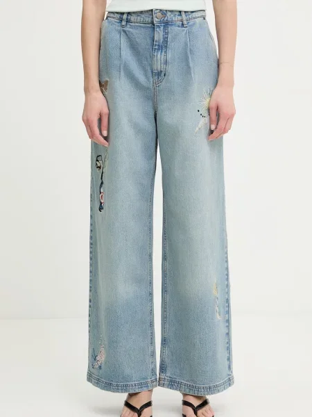 MUNTHE jeansy wide leg BRALI niebieskie
