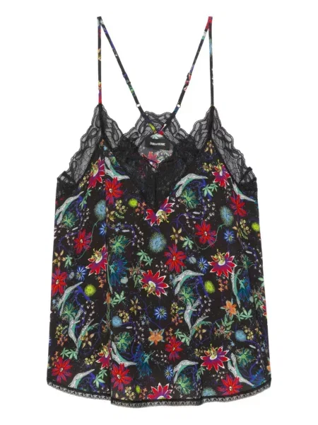 Top Zadig&voltaire cu model floral din dantelă negru