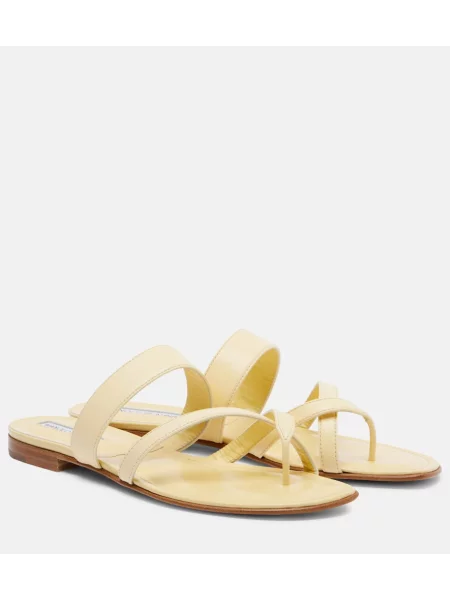 Chiloți tanga Manolo Blahnik din piele galben