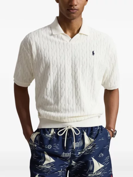 Șosete Polo Ralph Lauren cu model herringbone cu broderie plasă albastru
