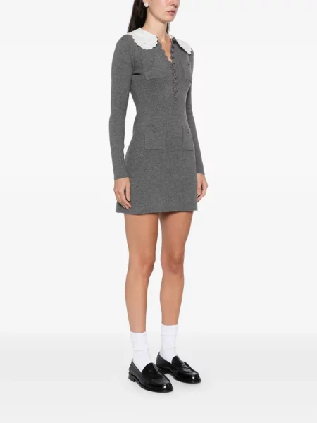 Rochie mini Self-portrait din dantelă de costum gri