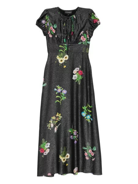 Rochie midi Cynthia Rowley cu model floral cu imagine de costum negru