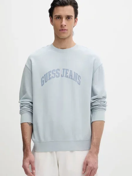 Guess Jeans dukserica za muškarce od pamuka plava