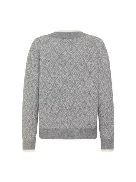 Sweter Kaffe z dekoltem w serek szary