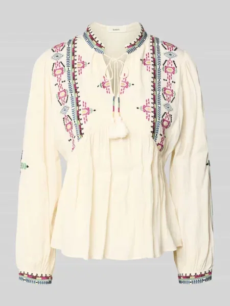 Bluzka tunikowa z wyhaftowanym motywem model TILT' Bash beżowa