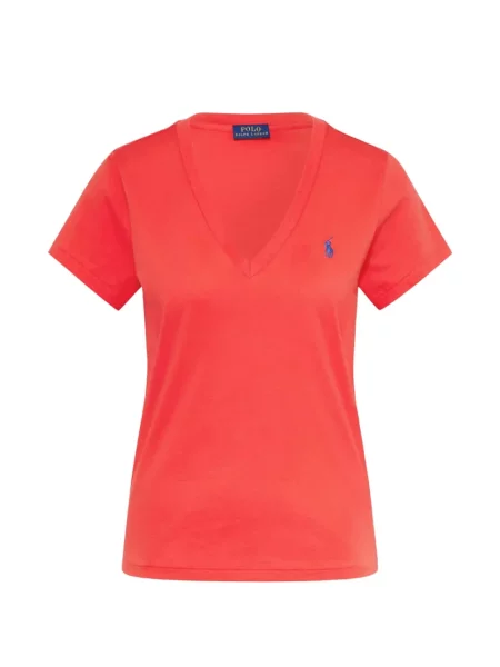 Tricou polo Polo Ralph Lauren cu broderie cu decolteu în V roșu