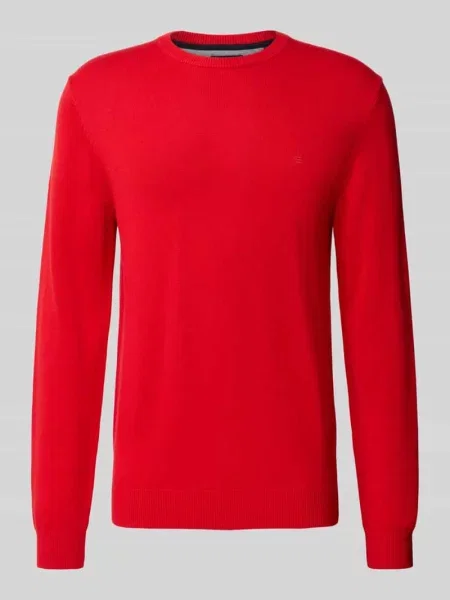 Sweter z dzianiny o kroju regular fit z mieszanki bawełny i wełny Christian Berg Men czerwony