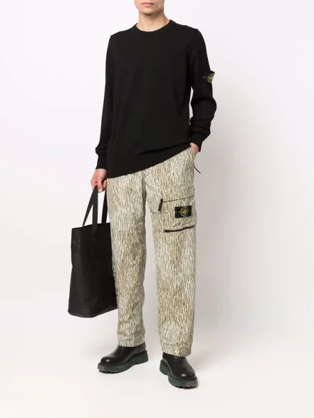 Megztinis Stone Island apvaliu kaklu akmenys juoda