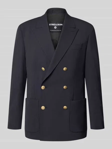 Marynarka w kroju slim fit z dodatkiem wełny model Strellson granatowa