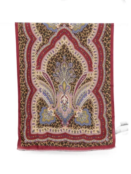 Fular Etro cu imagine cu model paisley roșu