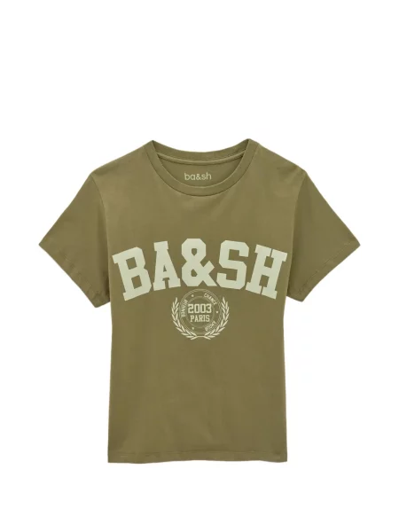 Tricou Ba&sh cu imagine cu decolteu rotund verde