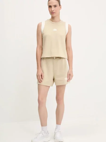 The North Face szorty Terry Relaxed gładkie high waist beżowy
