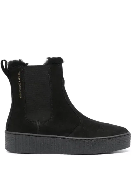 Botine chelsea Tommy Hilfiger din piele de căprioară negru