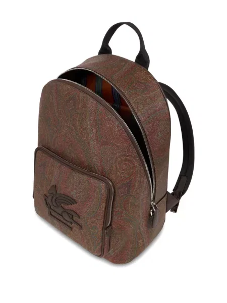 Rucsac Etro cu model paisley din jacard maro
