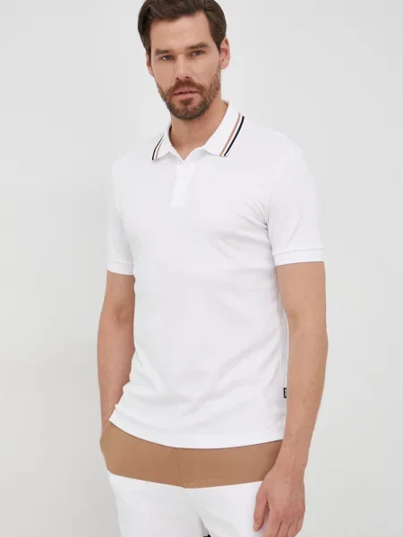 BOSS polo de neted alb