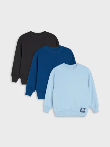 Sinsay Mikiny crewneck s podílem bavlny 3 pack vícebarevná