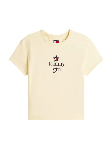 Tommy Jeans Tricou crem / roșu alb negru