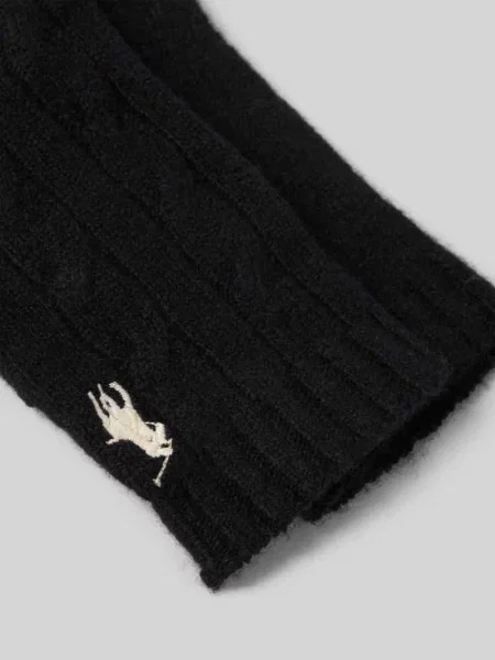 Rękawiczki wełniane z wyhaftowanym logo Polo Ralph Lauren czarne