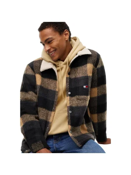 Tommy Jeans košeľová bunda pánska čierna