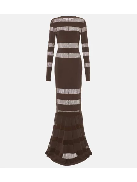 Sukienka Norma Kamali z siateczką brązowa