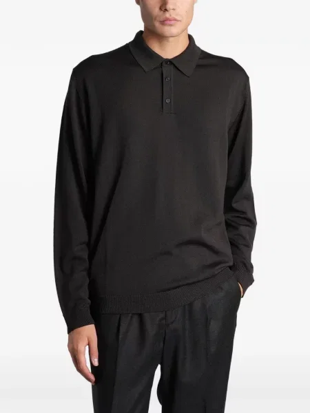 Lung tricou polo Roberto Collina maro