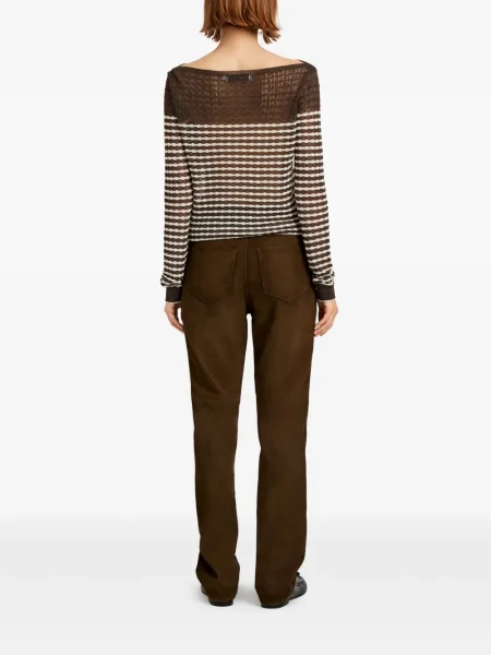 Pantaloni Proenza Schouler White Label din piele de căprioară alb