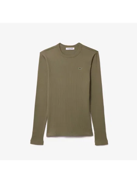 Lacoste Koszulka Z Długim Rękawem W Prążki zielona