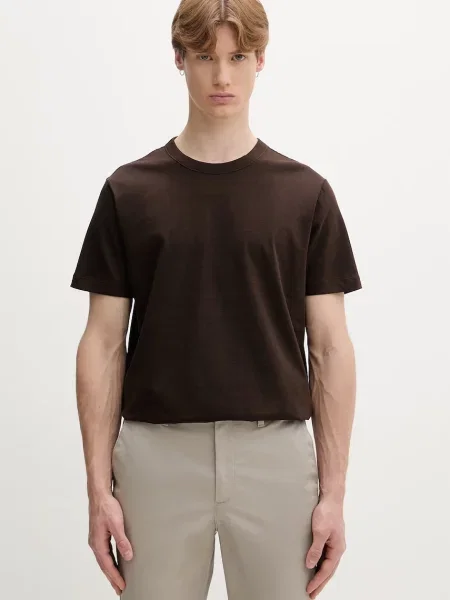 Calvin Klein tricou pentru femei cu amestec de in maro