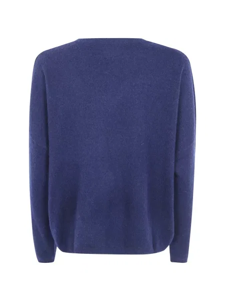 Kašmírový svetr Absolut Cashmere s výstřihem do v modrý