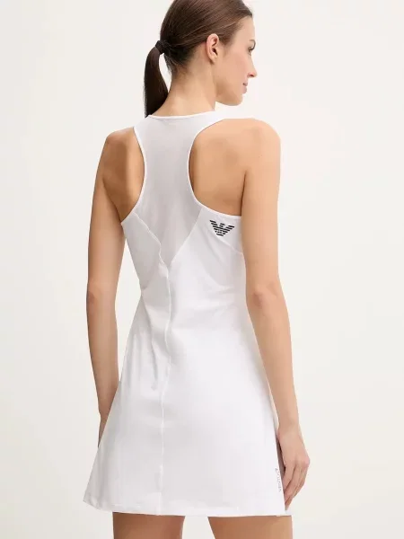 Платье мини Ea7 Emporio Armani клеш белое
