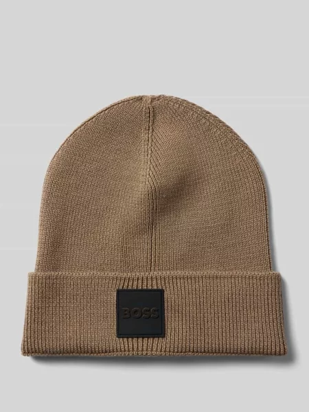 BOSS Orange czapka z wełny dziewiczej Foxxy Mężczyźni wełna ze strzyży brązowy jednolity ONE SIZE khaki