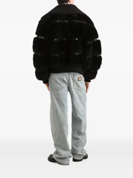 Geacă bomber Dolce & Gabbana cu blană negru