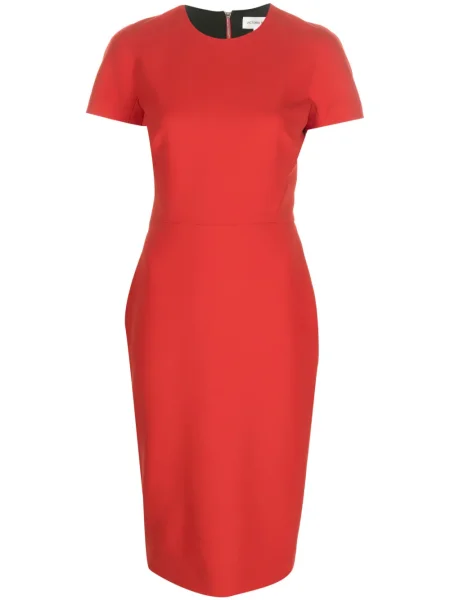 Rochie Victoria Beckham din crep de costum roșu