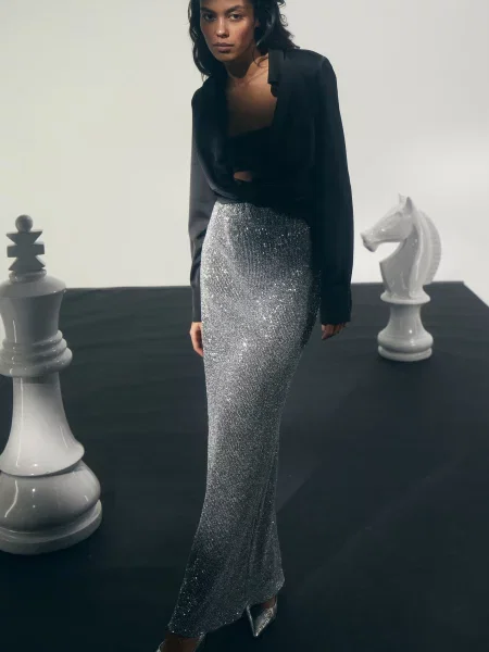 Gepur Спідниця максі срібний