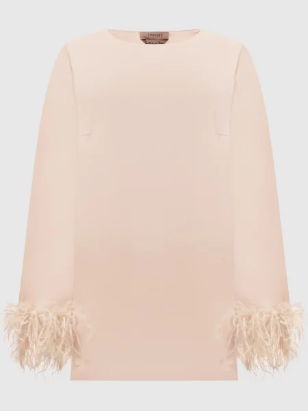 Блуза з пір'ям страуса Twinset бежева