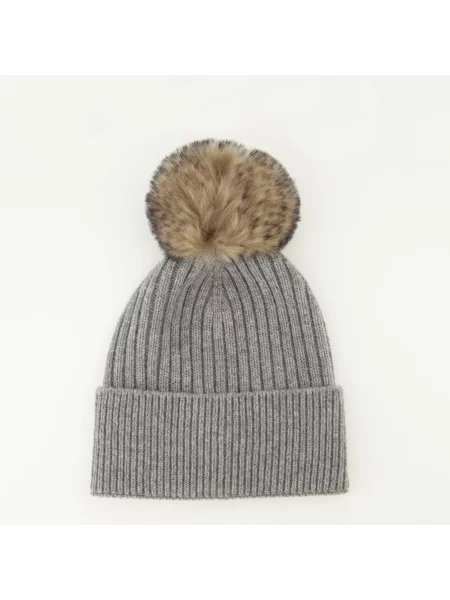 Czapka Moncler z kaszmiru szara