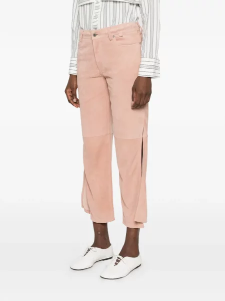 Pantaloni Loewe din piele de căprioară roz