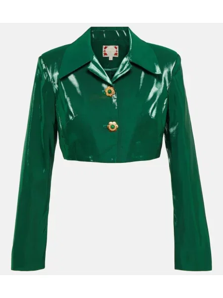Jedwabna kurtka Miss Sohee o krotszym kroju zielona