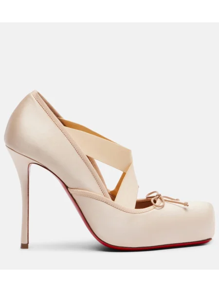 Pantofi cu toc Christian Louboutin din satin roz
