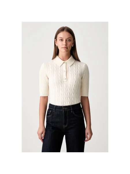 Sweter Joop! wełniany z krótkim rękawem beżowy