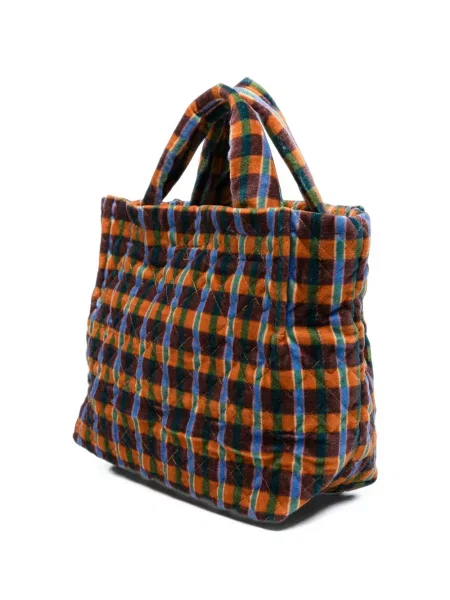 Matlasat geantă shopper épice în carouri portocaliu
