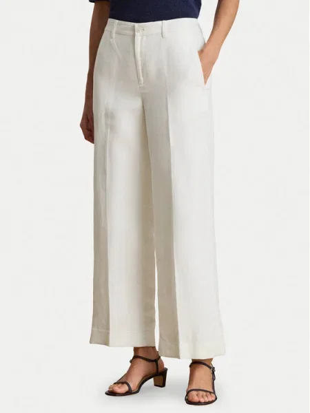 LAUREN RALPH LAUREN Pantaloni din Wide Leg alb